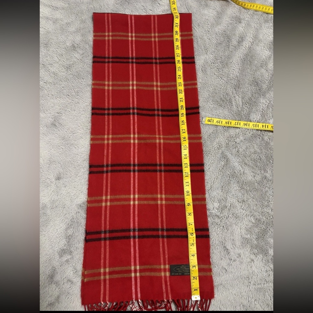 100% Cashmere Plaid Fringe Scarf Made in Germany - Classic Tartan - Picture 4 of 4